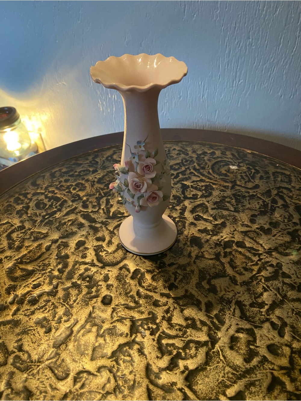 Handcrafted Pink Floral Porcelain Bud Vase - Unbranded